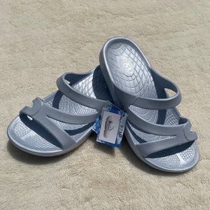 NWT Silver Blue Strap Sandal